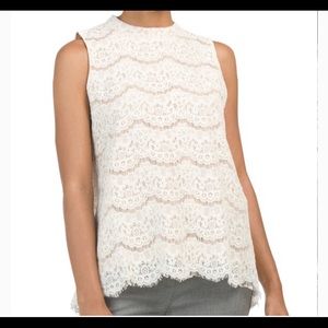 Rose + Olive sleeveless lace top white size M